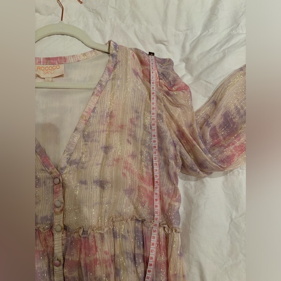 ROCOCO SAND ETRE METALLIC PINK TIERED MAXI DRESS size L - Picture 9 of 11